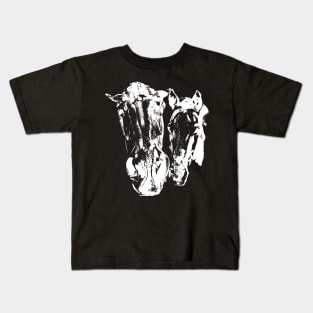 Twoo horses White on Black Kids T-Shirt